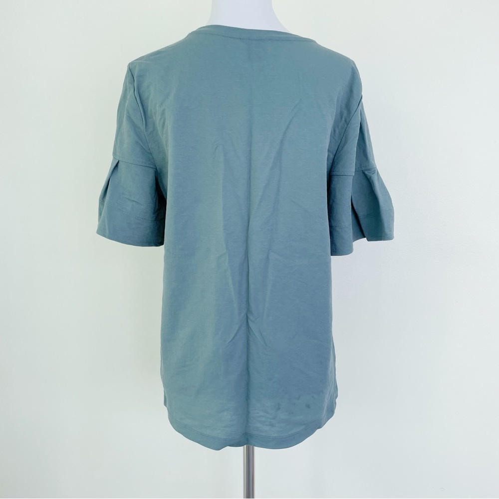 Ann Taylor Pleated Ruffle Sleeve Tee Seafoam Blue L Large - Picture 5 of 8